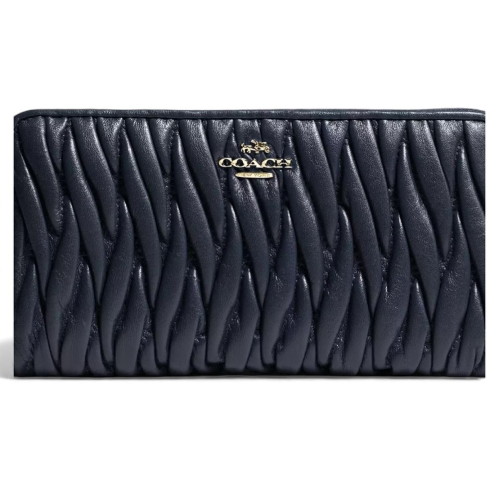 Coach Gathered Leather Accordion Wallet